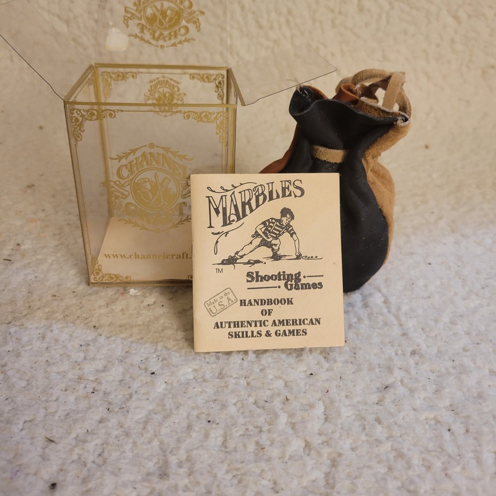 Channel Craft Marbles Shooting Games Set Leather Pouch Handbook Made in USA‎